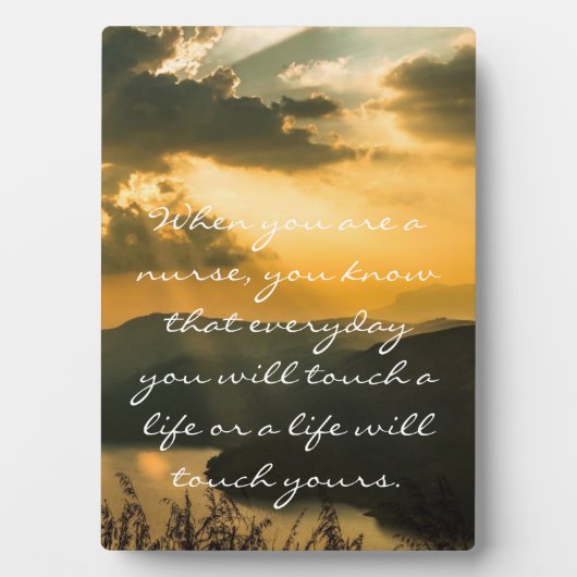 Plaque d'infirmière avec devis inspirant (Devant)