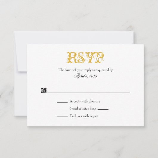 Plaque d'or blanc simple Mariage Cartes RSVP (Devant)