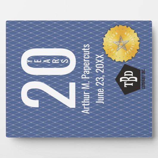 Plaque du 20e anniversaire de l'employé (Devant)