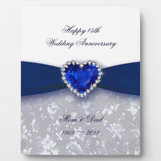 Plaque du 45e anniversaire du Mariage Damask (Devant)