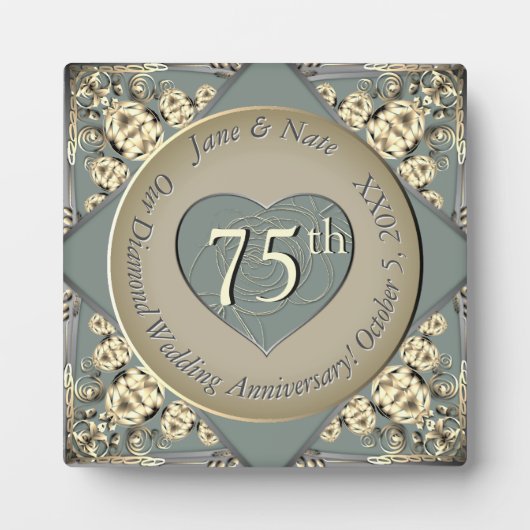 Plaque du 75e anniversaire du diamant Mariage (Devant)