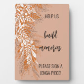 Plaque du livre d'or rose Mariage Jenga (Devant)