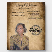 Plaque du prix de la retraite photo (Devant)