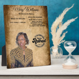 Plaque du prix de la retraite photo