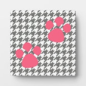 Plaque Empreinte de patte - Houndstooth rose gris (Devant)