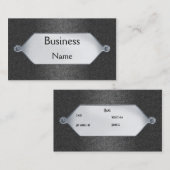 Plaque en métal argenté carte de visite gris (Devant / Derrière)