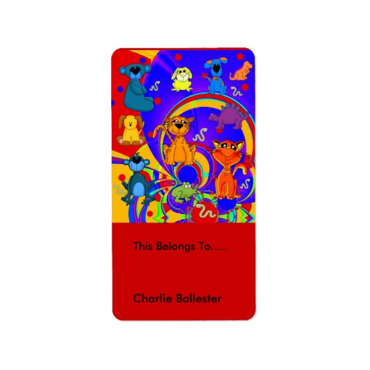 Plaque Étiquette Enfants Stickers Animaux (Devant)