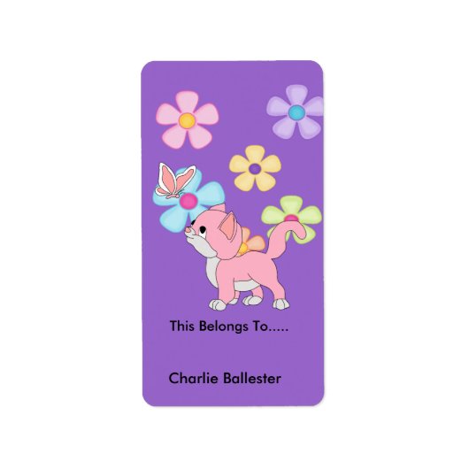 Plaque Étiquette Enfants Stickers Kitten Chat (Devant)