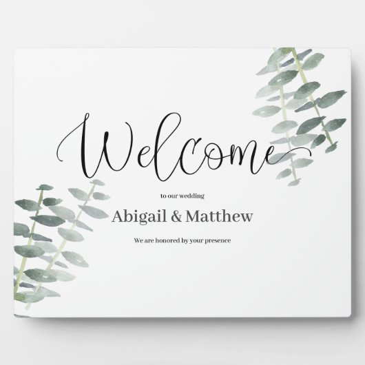 Plaque Eucalyptus Mariage de bienvenue (Devant)