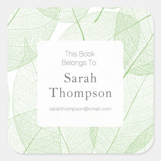 Plaque Feuille Ce Livre Appartient Aux Autocollant (Devant)