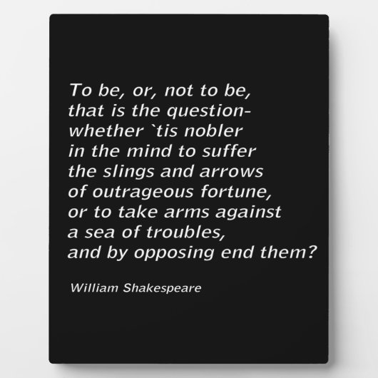 Plaque "Hamlet" de William Shakespeare (Devant)