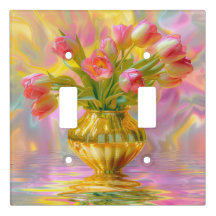 Tulipes roses vibrantes dans le Vase d'or