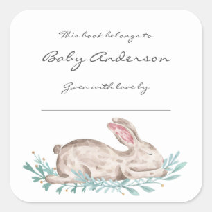 Plaque-livre lapin dormant, autocollant du livre