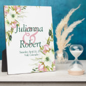 Plaque mariage florale d'aquarelle blanche et blan (Côté)