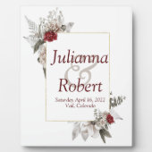 Plaque mariage florale rouge et brumes (Devant)