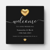 Plaque Mariage simple moderne Gold Heart (Devant)