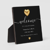 Plaque Mariage simple moderne Gold Heart (Recto)