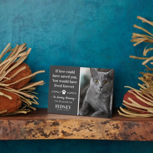 Plaque Mémoriale Moderne Photo de Chat En Mémoire (Côté)