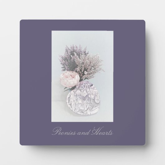 Plaque met Easel Peonies en Hearts Fotoplaat (Voorkant)