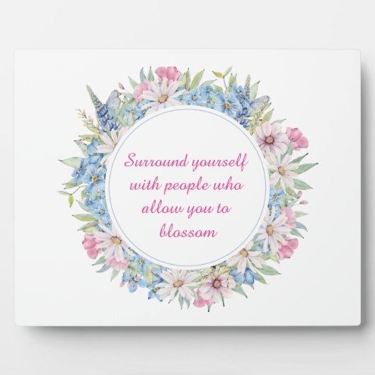 Plaque Motivationnelle rose Bleu Floral (Devant)