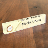 Plaque nominative beige rayure or (Taille)