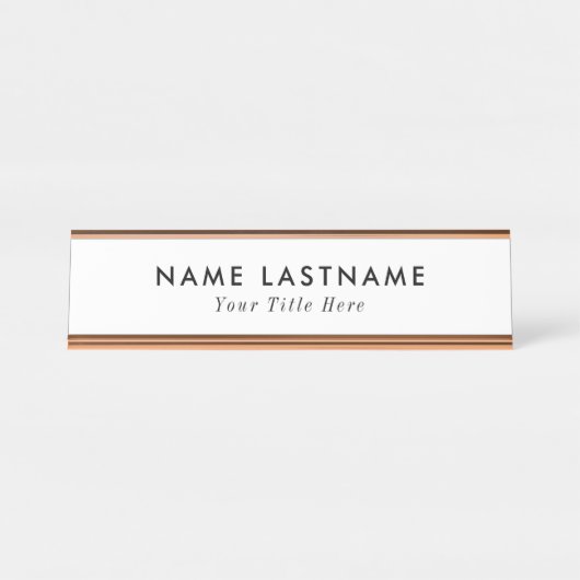 Plaque nominative de bureau tendance avec nom et t (Devant)