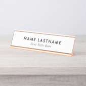 Plaque nominative de bureau tendance avec nom et t (Devant)