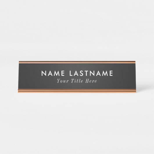Plaque nominative de bureau tendance avec nom et t (Devant)