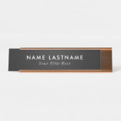 Plaque nominative de bureau tendance avec nom et t (Devant)
