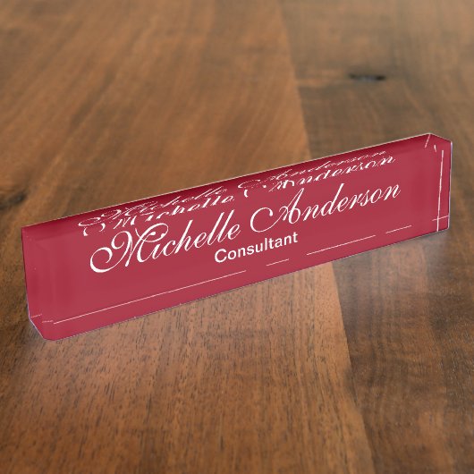 Plaque nominative de consultant de script carmin r (Taille)