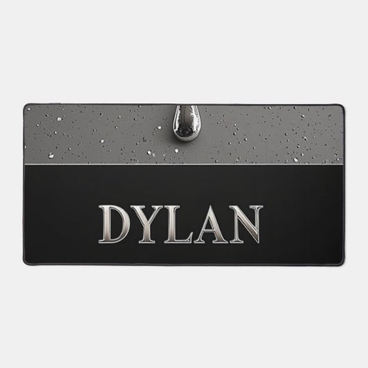 Plaque nominative Dylan Chrome avec gouttes de mét (Recto)
