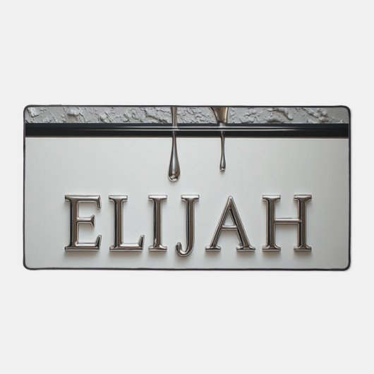 Plaque nominative Elijah Chrome avec gouttes de mé (Recto)