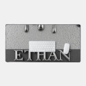 Plaque nominative Ethan Chrome avec gouttes de mét (Clavier et souris)