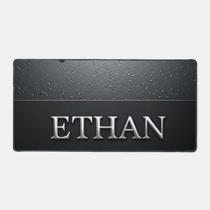 Plaque nominative Ethan Chrome avec gouttes de mét