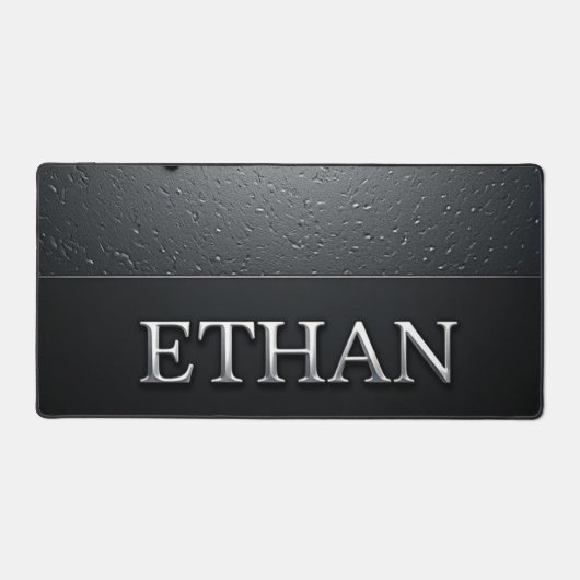 Plaque nominative Ethan Chrome avec gouttes de mét (Recto)