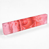 Plaque nominative gouttes d'eau de rose rose rouge