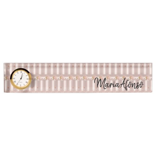 Plaque nominative Rose rose paillettes (Devant)