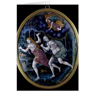 Plaque ovale représentant Adam et Eve