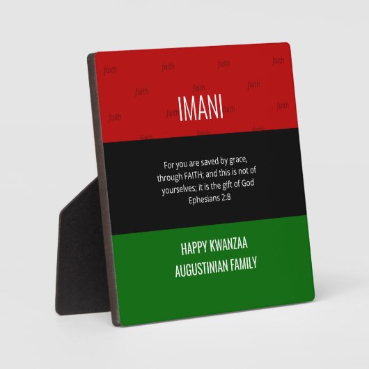 Plaque personnalisée IMANI Happy Kwanzaa (Recto)