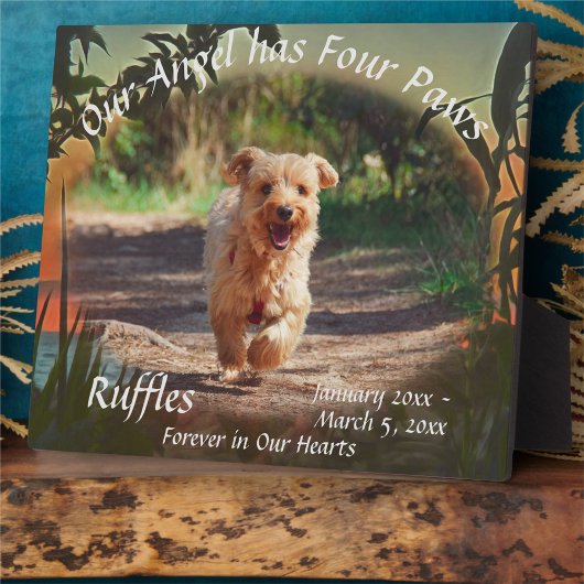 Plaque Pet Memorial Four Paws Sunset 2009