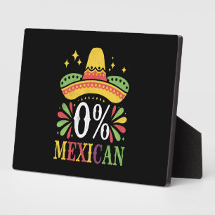 Plaque Photo 0% Mexicain Zéro Pour Cent Drôle Cinco De Mayo