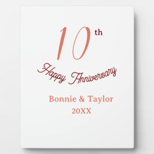 Plaque Photo 10e anniversaire de mariage nom pastel pêche rétro