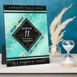 Plaque Photo 11ème anniversaire de Mariage turquoise