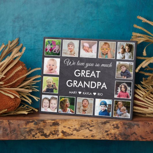 Plaque Photo 14 Photo Collage Aimez-vous Grand Papi Chalkboard (Côté)