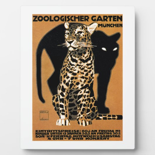 Plaque Photo 1912 Ludwig Hohlwein Leopard Munich Zoo Poster (Devant)
