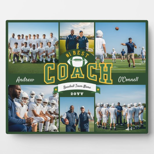 Plaque Photo #1 Best Football Coach Photo Appreciation Gift (Devant)