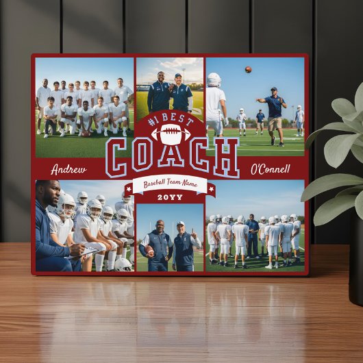 Plaque Photo #1 Best Football Coach Photo Appreciation Gift