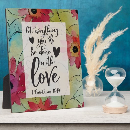 Plaque Photo 1 Corinthiens 16 14 Que tout soit fait dans l'Amou (Côté)