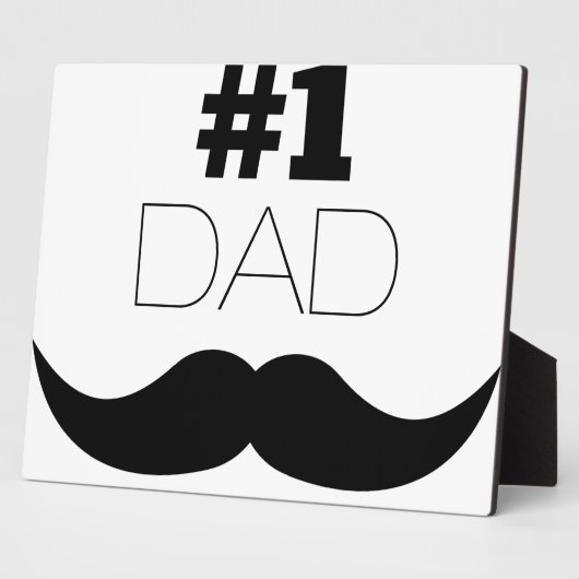 Plaque Photo #1 Papa Mustache noire - Numéro Un (Côté)