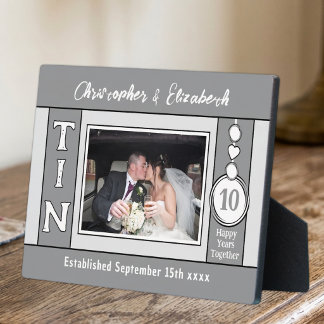 Plaque Photo 1 photo 10e anniversaire gris